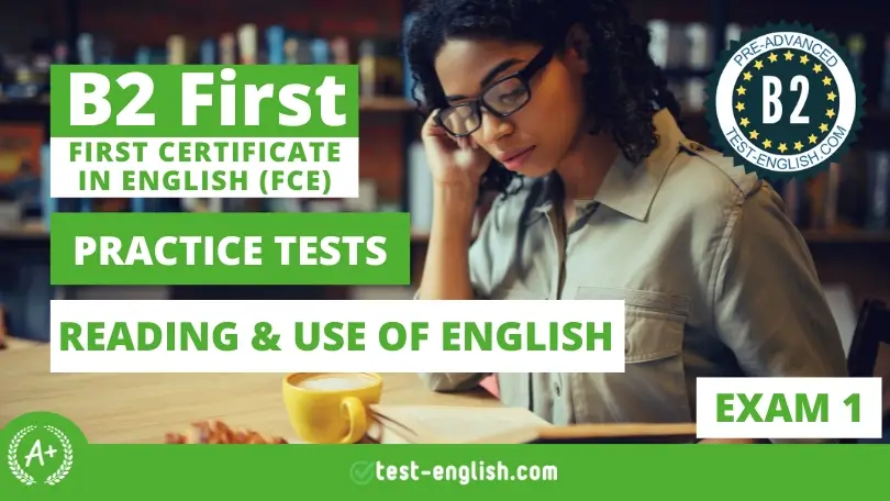 Focused student preparing for Cambridge B2 First FCE Reading and Use of English section with practice tests.